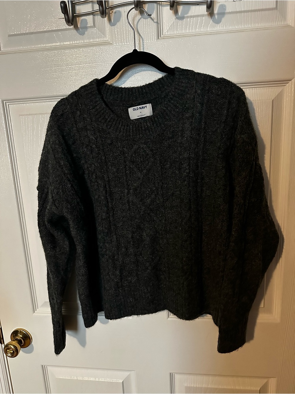 Old Navy Dark Charcoal Cable Knit Crewneck Sweater